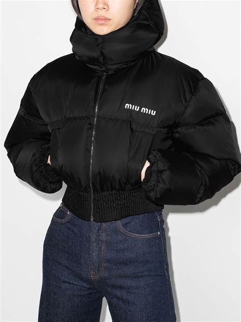 miu miu puffer jacket|farfetch hooded puffer jacket.